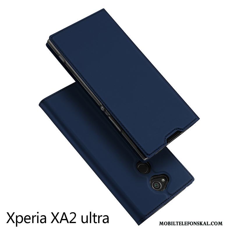 Sony Xperia Xa2 Ultra All Inclusive Skal Trend Läderfodral Fallskydd Guld Kort