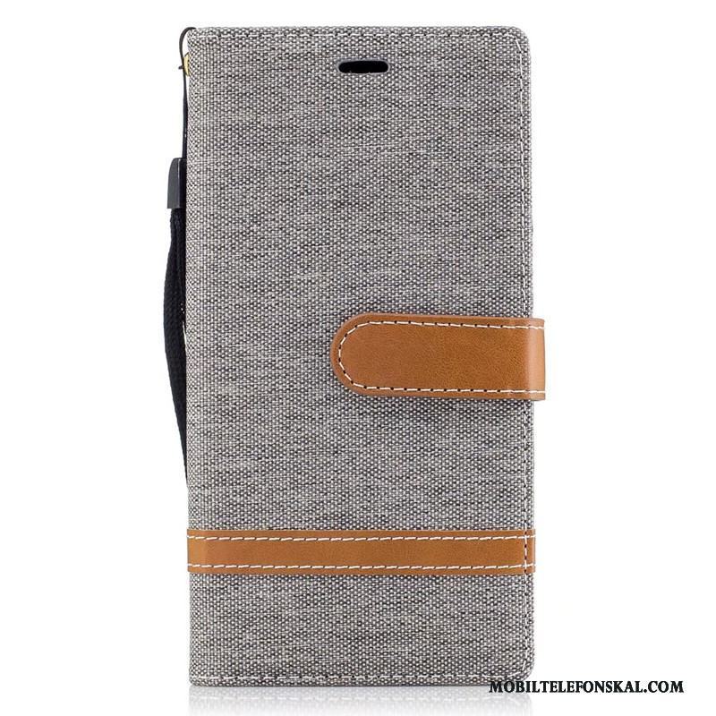 Sony Xperia Xz Fodral Skal Plånbok Mobil Telefon Denim Skydd Röd