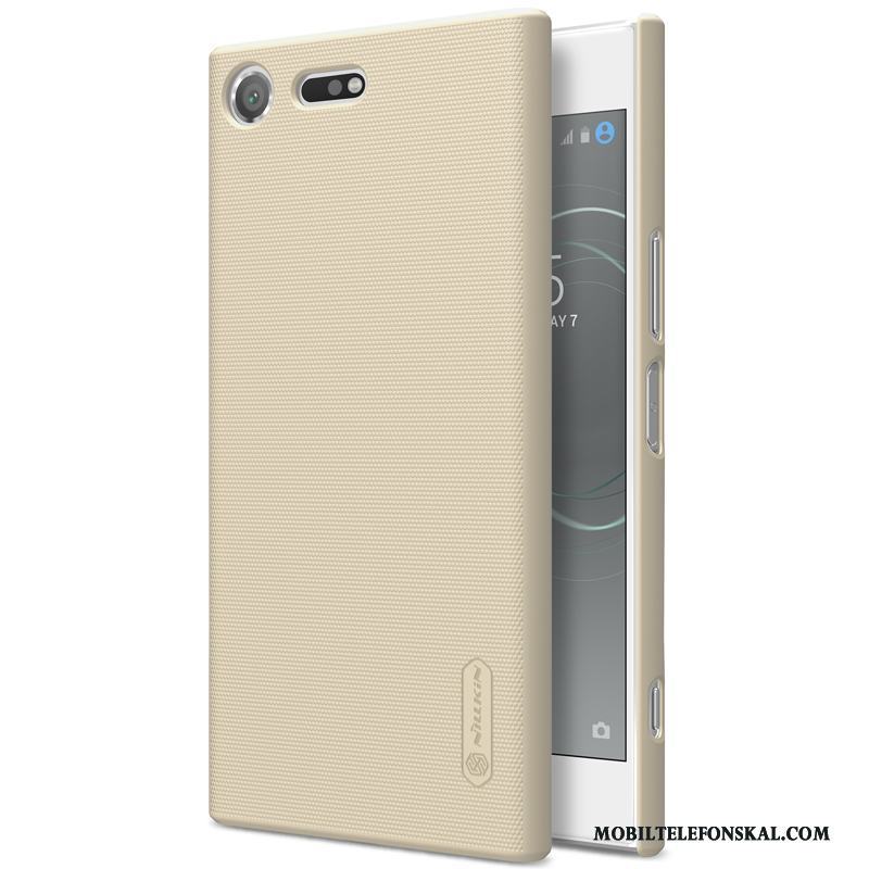 Sony Xperia Xz Premium Mobil Telefon Svart Guld Nubuck Fodral Glidskydds Skal