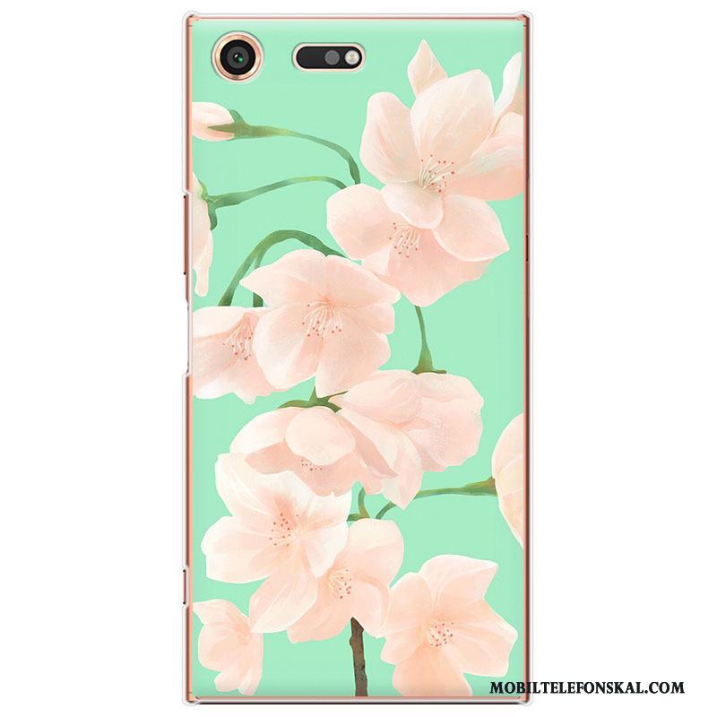 Sony Xperia Xz Premium Skal Telefon Skydd Grön Blommor Tecknat Fodral Vacker