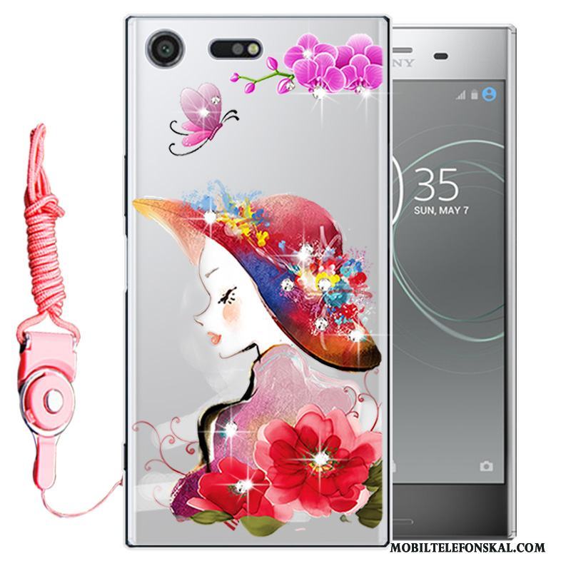 Sony Xperia Xz Premium Skal Telefon Strass All Inclusive Rosa Skydd Silikon Mjuk