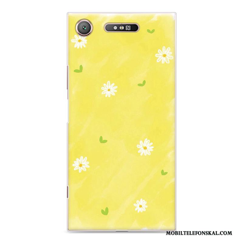 Sony Xperia Xz1 Skydd Fodral Fallskydd Gul Kreativa Blommor Skal Telefon