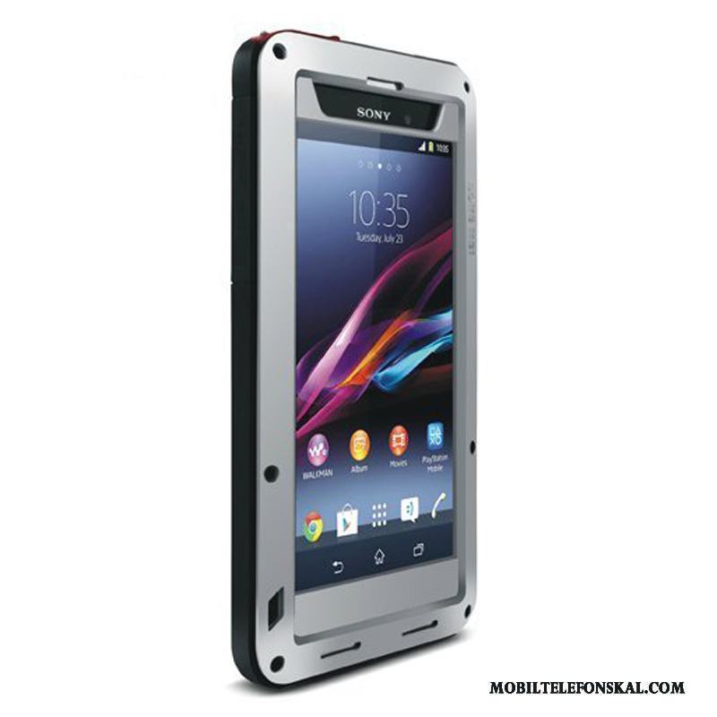 Sony Xperia Z1 Metall Skal Fallskydd Vit Mjuk Tre Försvar Frame