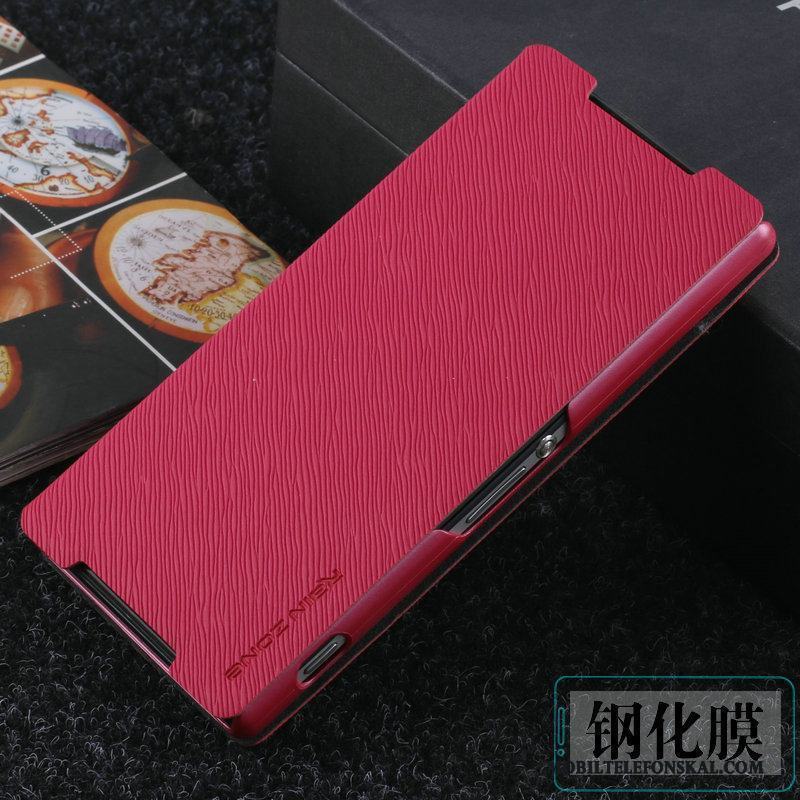 Sony Xperia Z2 Clamshell Skydd Business Läderfodral Röd Skal Telefon Fallskydd