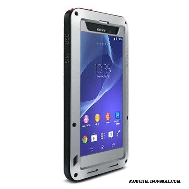 Sony Xperia Z2 Skal Fodral Metall Bakre Omslag Tre Försvar All Inclusive Vit Fallskydd