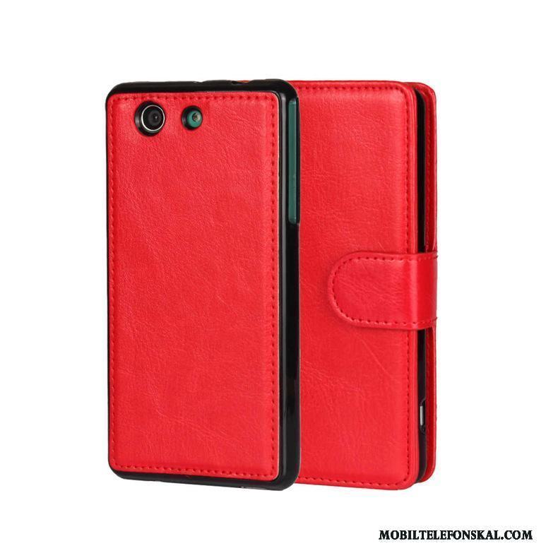 Sony Xperia Z3 Läderfodral Skal Röd Skydd Mobil Telefon