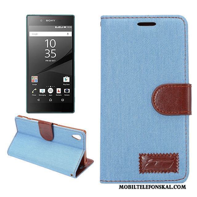 Sony Xperia Z5 Blå Skydd Skal Telefon Mönster Duk Läderfodral Mjuk