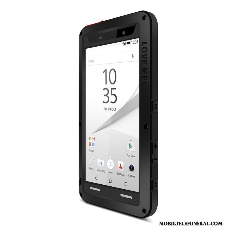 Sony Xperia Z5 Compact Skal Nubuck Tre Försvar Skydd Fallskydd Silver Frame Fodral