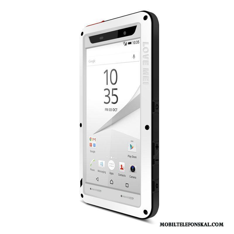 Sony Xperia Z5 Compact Skal Nubuck Tre Försvar Skydd Fallskydd Silver Frame Fodral