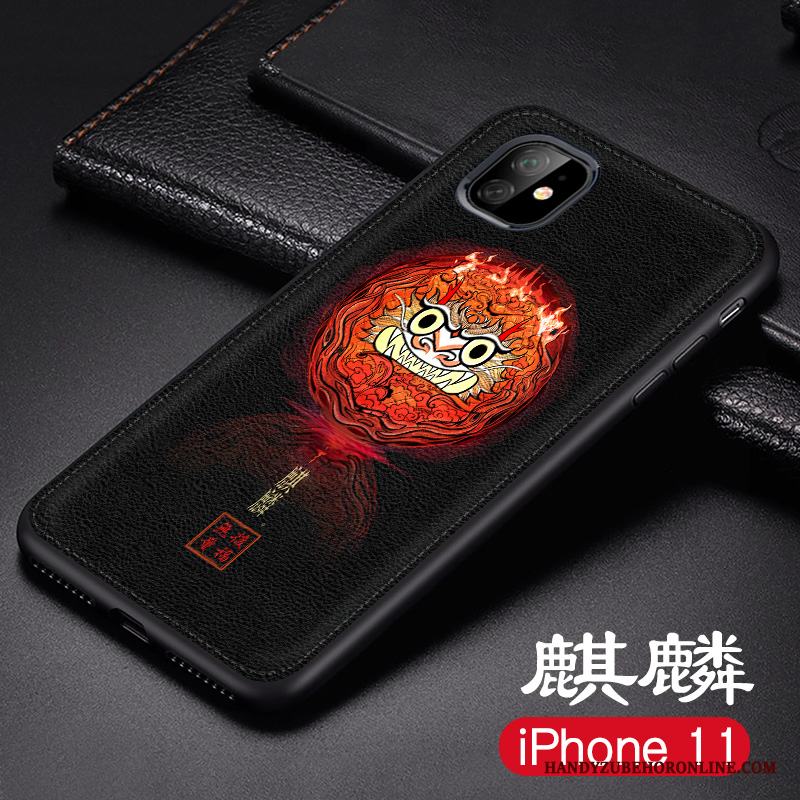 iPhone 11 Läderfodral Skydd Lättnad Skal Telefon Kinesisk Stil Nubuck Ny