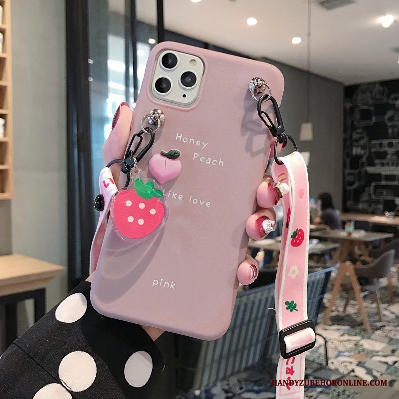 iPhone 11 Pro Hängsmycken Skal Telefon Fallskydd Cow Rosa Silikon Trend