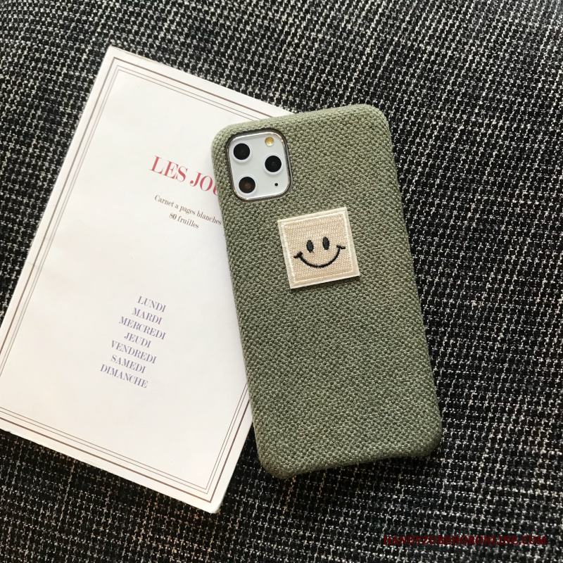 iPhone 11 Pro Max Mjuk Skal Telefon Flanell Smiley Vacker Grå