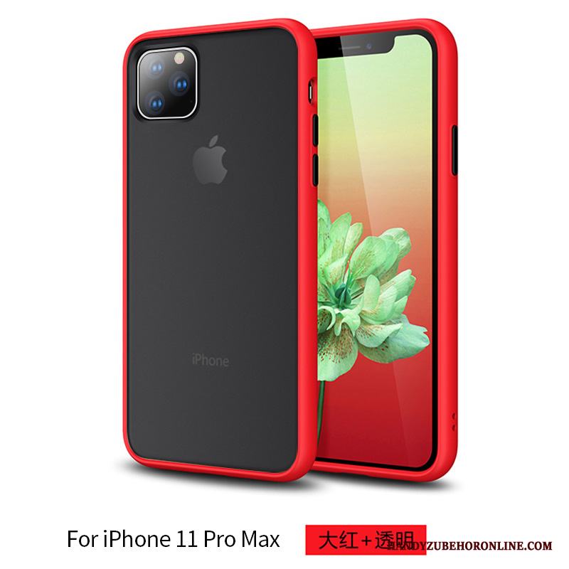 iPhone 11 Pro Max Nubuck Blå Skal Telefon Silikon Trend Varumärke Transparent Net Red