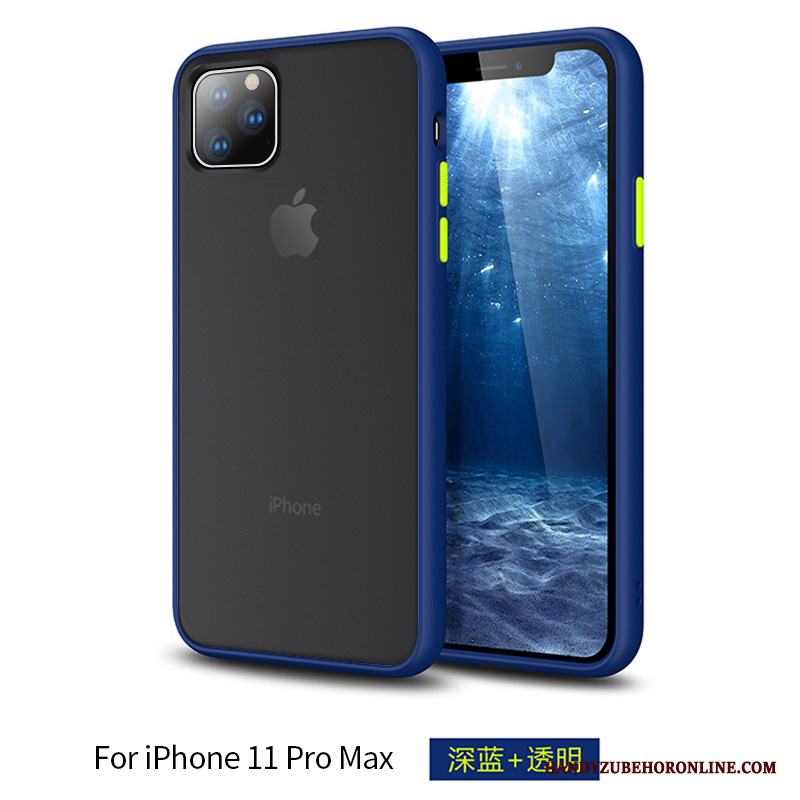 iPhone 11 Pro Max Nubuck Blå Skal Telefon Silikon Trend Varumärke Transparent Net Red