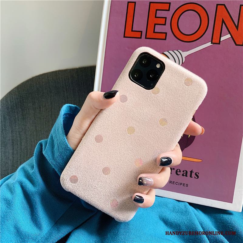 iPhone 11 Pro Max Skal Gul Fodral Flanell Skydd Polka Dot Kreativa Retro