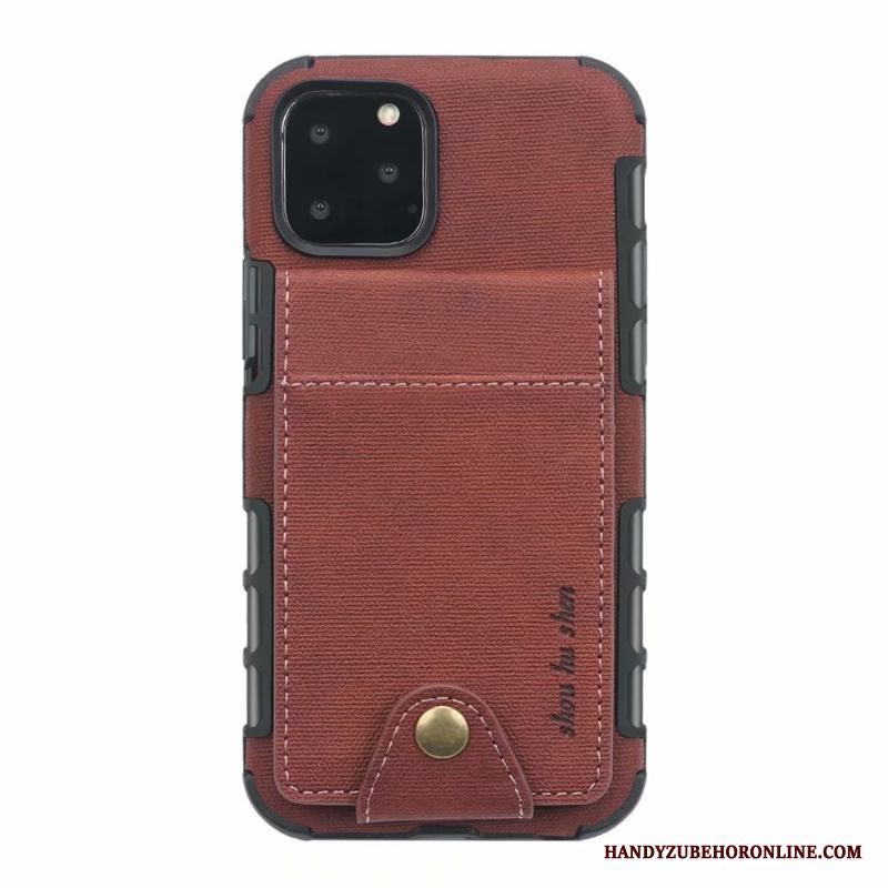 iPhone 11 Pro Max Skal Telefon Plånbok Röd Kort Kort Väska Läderfodral