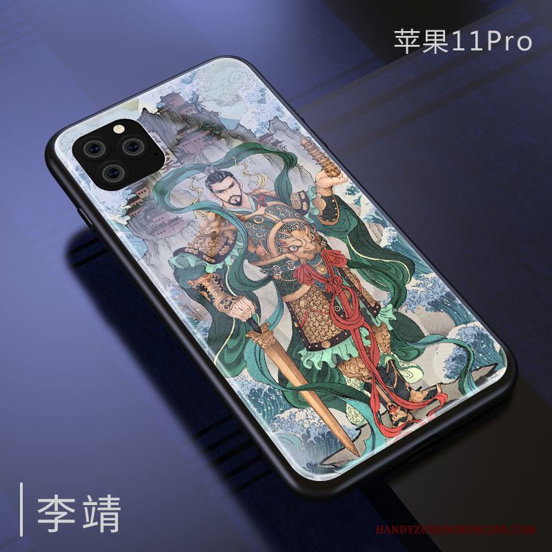 iPhone 11 Pro Silikon Fodral Kinesisk Stil Trend Varumärke Skal Telefon Glas Gul