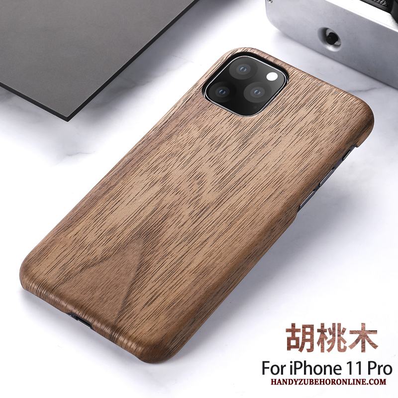 iPhone 11 Pro Skal Massivt Trä Personlighet Ny Wood Fodral Svart Skydd