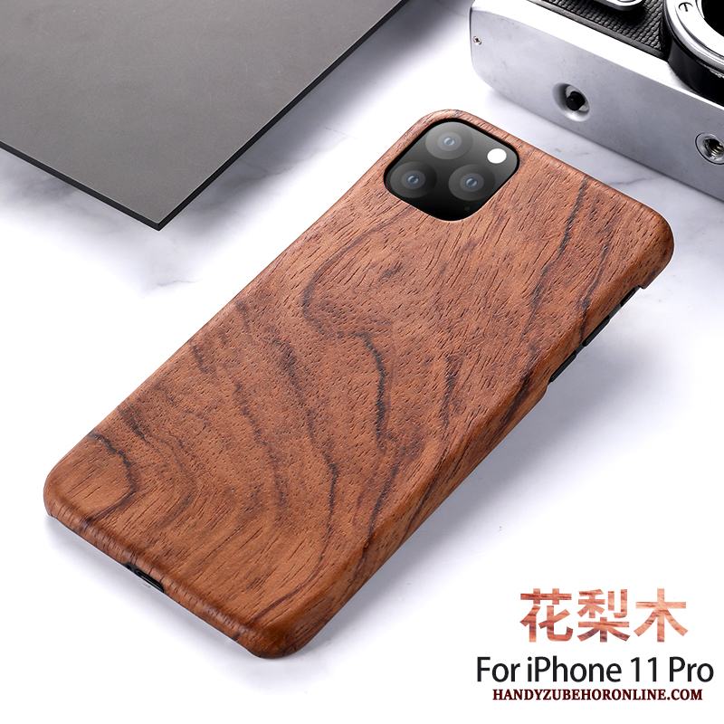 iPhone 11 Pro Skal Massivt Trä Personlighet Ny Wood Fodral Svart Skydd