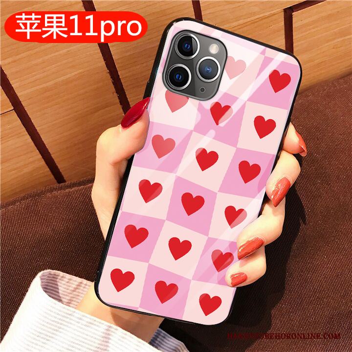 iPhone 11 Pro Skal Net Red Rosa Mjuk Spegel Fallskydd Personlighet Kreativa