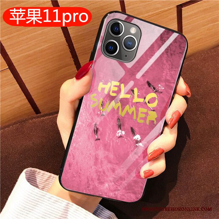 iPhone 11 Pro Skal Net Red Rosa Mjuk Spegel Fallskydd Personlighet Kreativa