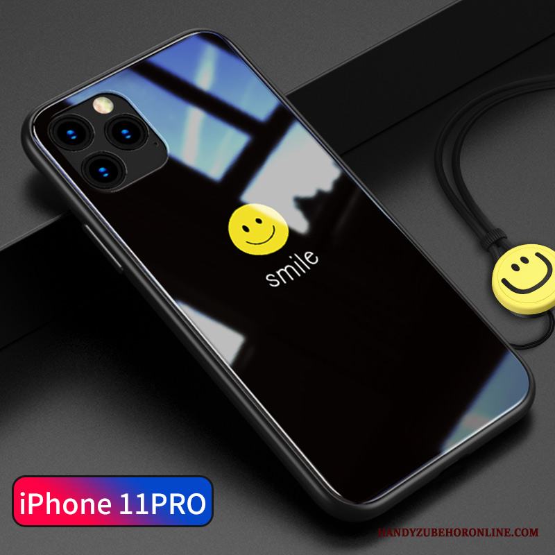iPhone 11 Pro Skal Par Svart All Inclusive Fodral Glas Trend Smiley