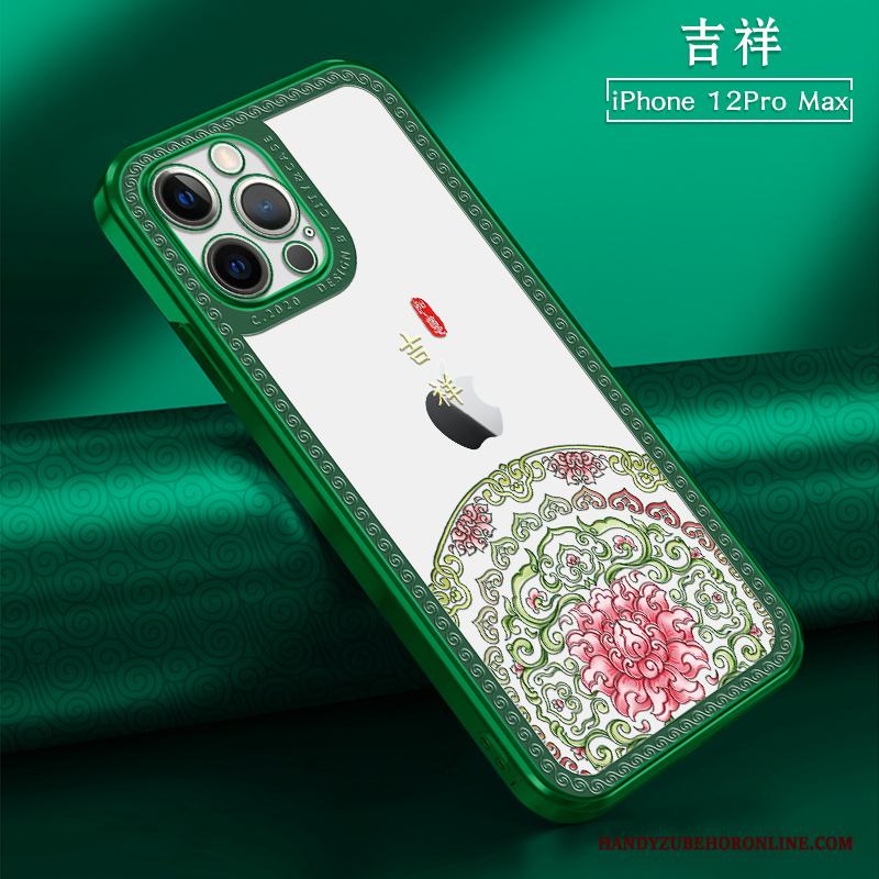 iPhone 12 Pro Max Ny Mini Transparent Röd Kinesisk Stil Fallskydd Skal Telefon