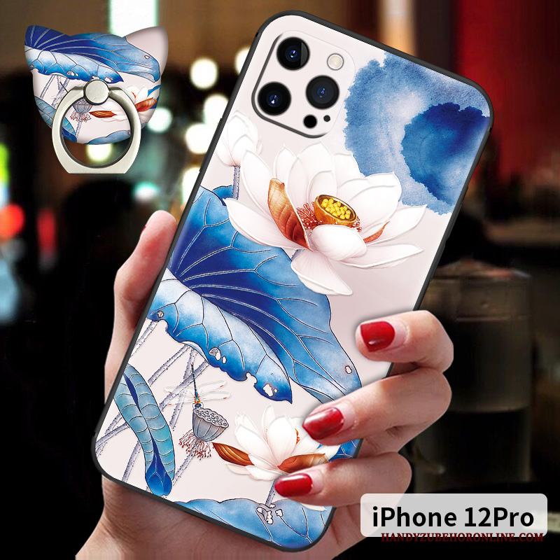 iPhone 12 Pro Nubuck Fallskydd Kinesisk Stil All Inclusive Mjuk Lättnad Skal Telefon