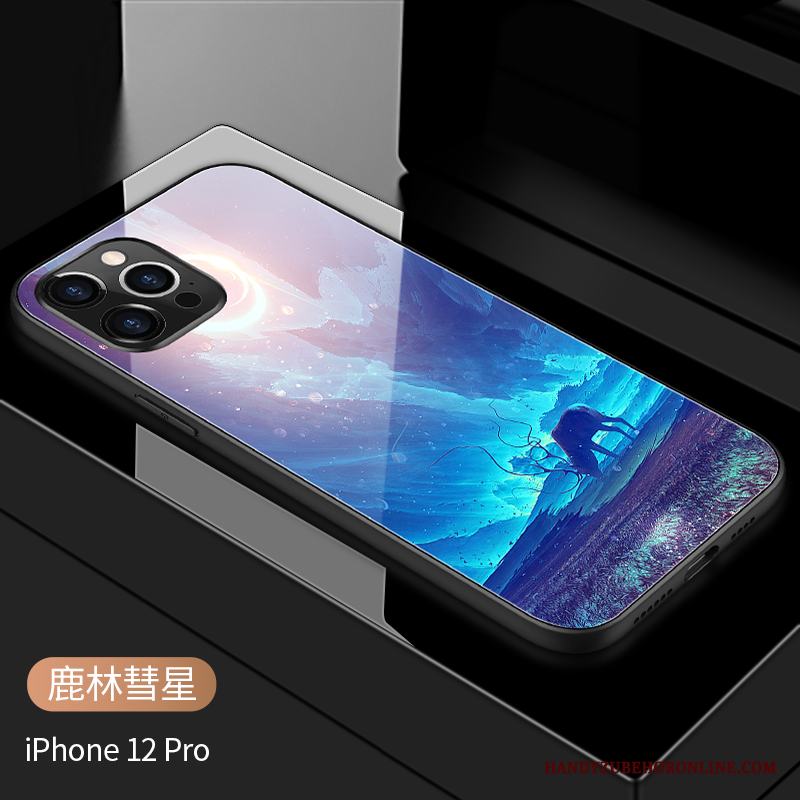 iPhone 12 Pro Silikon Fodral Spegel Fallskydd Par Purpur Skal Telefon