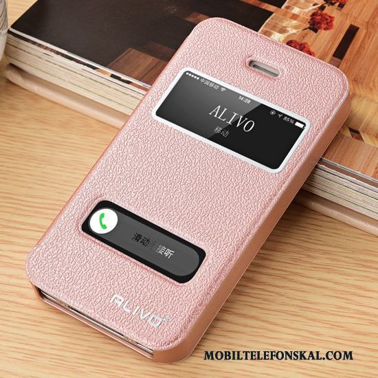 iPhone 4/4s Clamshell Skal Telefon Trend Rosa Guld Fallskydd Fodral Läderfodral