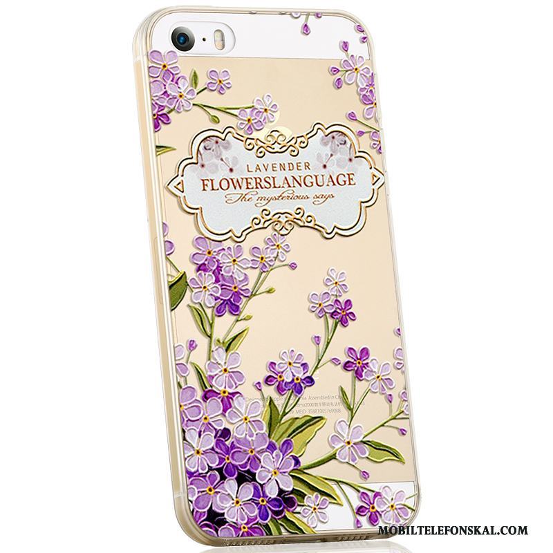 iPhone 5/5s Fodral Fallskydd Tecknat Silikon Skal Telefon Mjuk Purpur