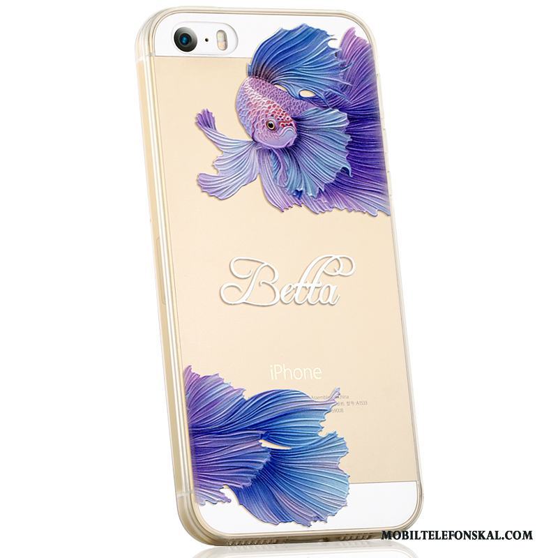 iPhone 5/5s Fodral Fallskydd Tecknat Silikon Skal Telefon Mjuk Purpur