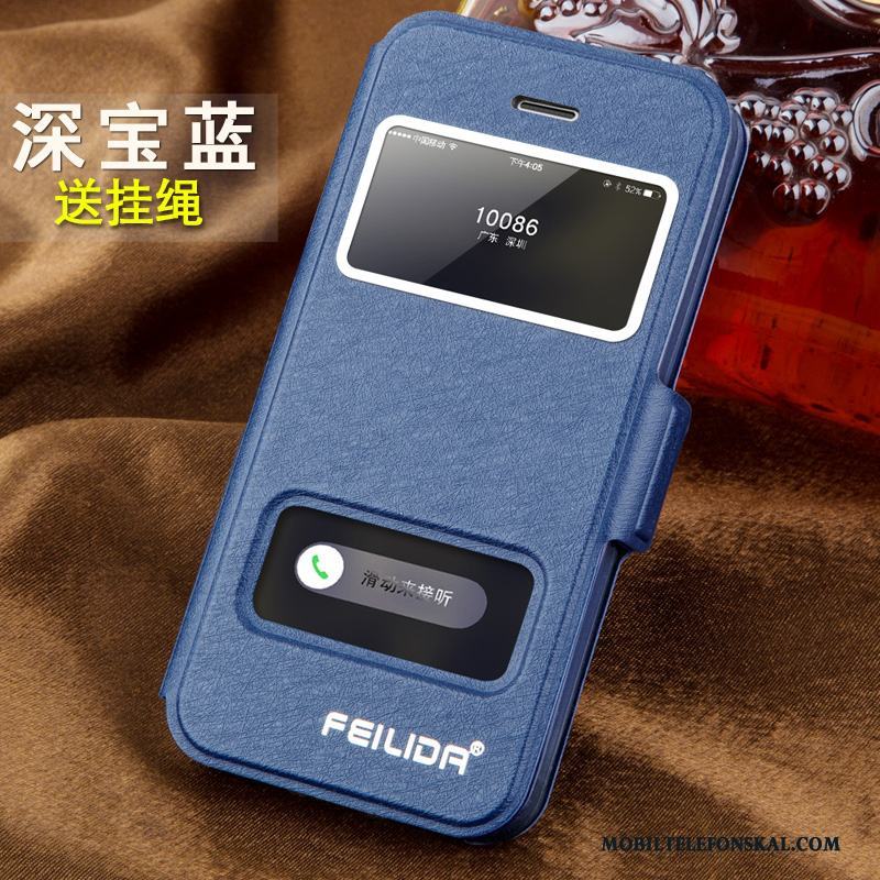 iPhone 5/5s Fodral Läderfodral Skal Telefon Silikon Blå Fallskydd Clamshell