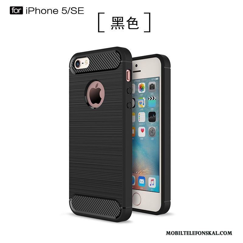 iPhone 5/5s Kostfiber Skydd Trend Skal Telefon Silikon Mjuk Fodral