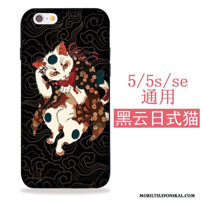 iPhone 5/5s Skal Fodral Svart Silikon Mjuk Crane Japansk Cherry