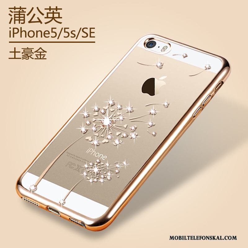 iPhone 5/5s Skal Plating Ny Mobil Telefon Fodral Skydd Guld Transparent