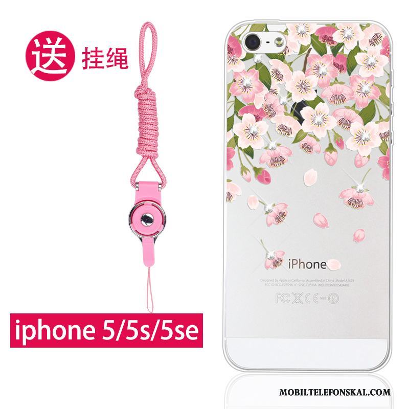 iPhone 5/5s Skal Skydd Hängsmycken Rosa Silikon Mjuk All Inclusive Fodral