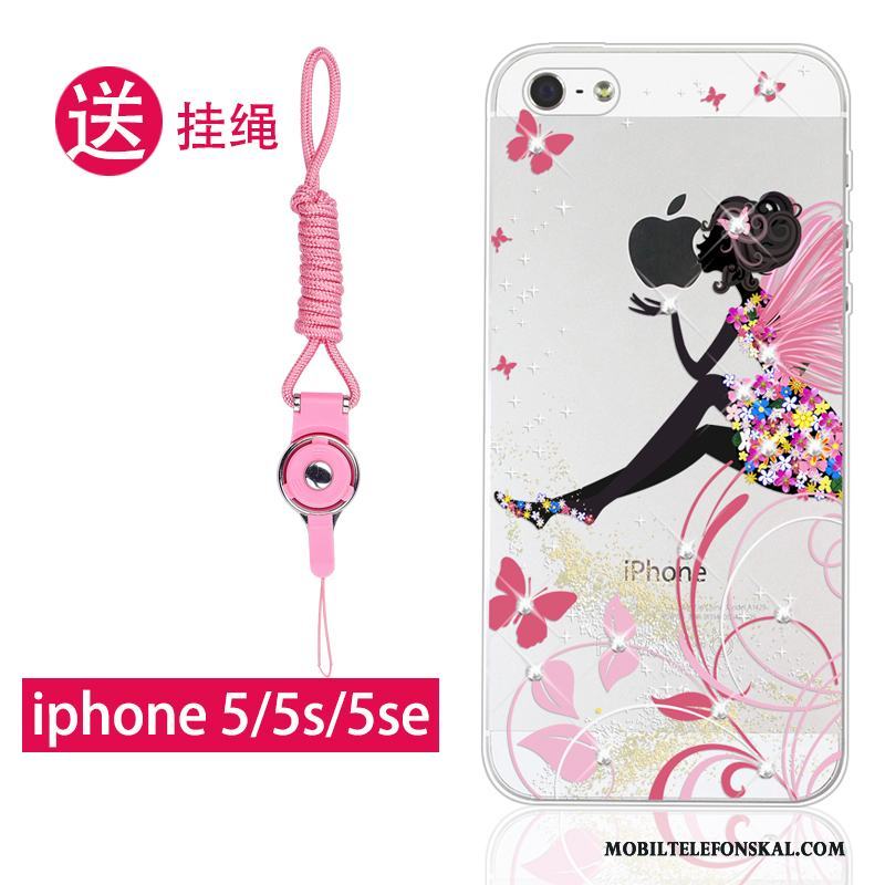 iPhone 5/5s Skal Skydd Hängsmycken Rosa Silikon Mjuk All Inclusive Fodral