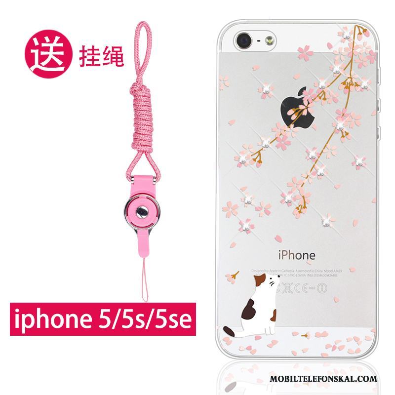iPhone 5/5s Skal Skydd Hängsmycken Rosa Silikon Mjuk All Inclusive Fodral