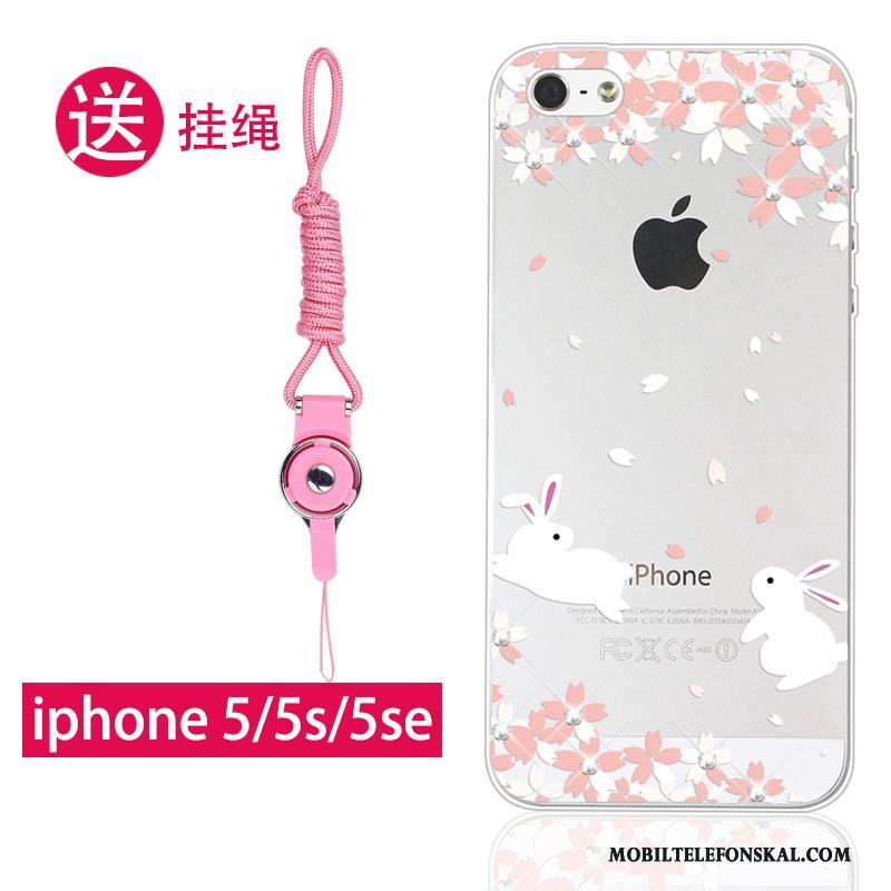 iPhone 5/5s Skal Skydd Hängsmycken Rosa Silikon Mjuk All Inclusive Fodral