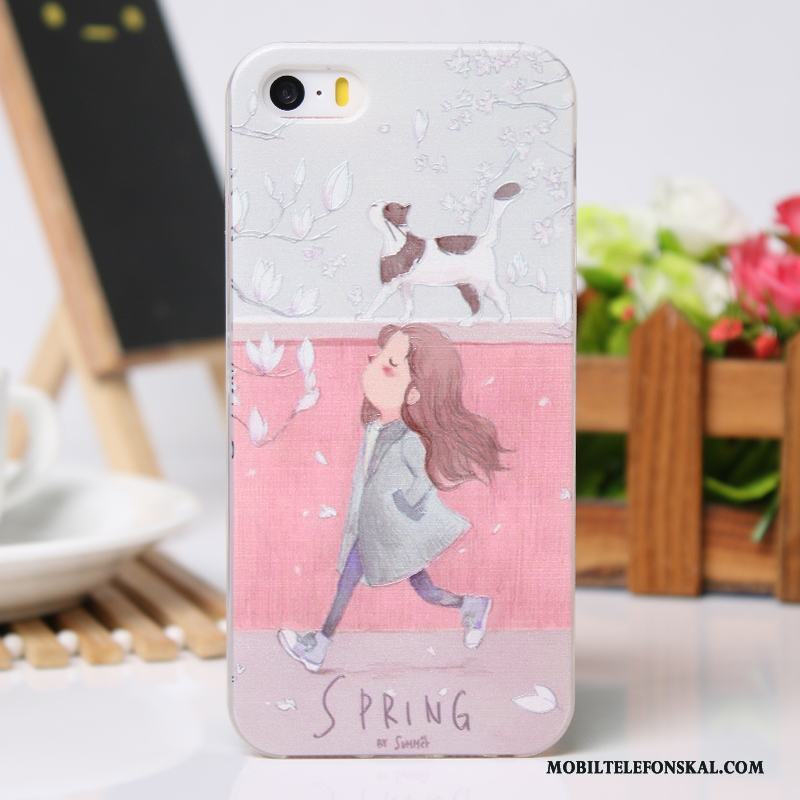 iPhone 5/5s Tecknat Fodral Skal Telefon Ny Cool Skydd Rosa