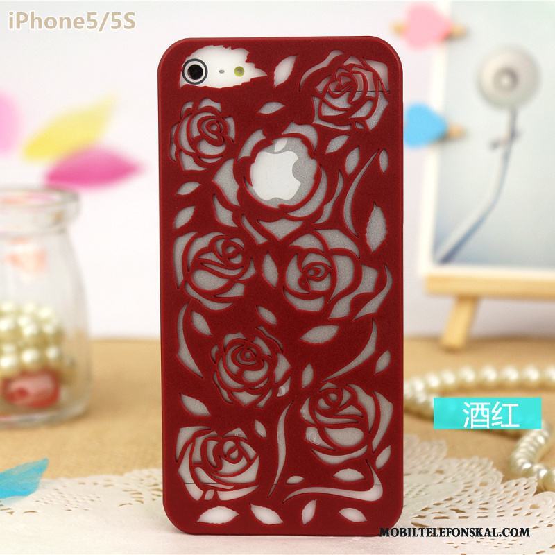 iPhone 5/5s Träsnideri Rose Svart Skal Telefon Blommor Fodral Lätt Och Tunt