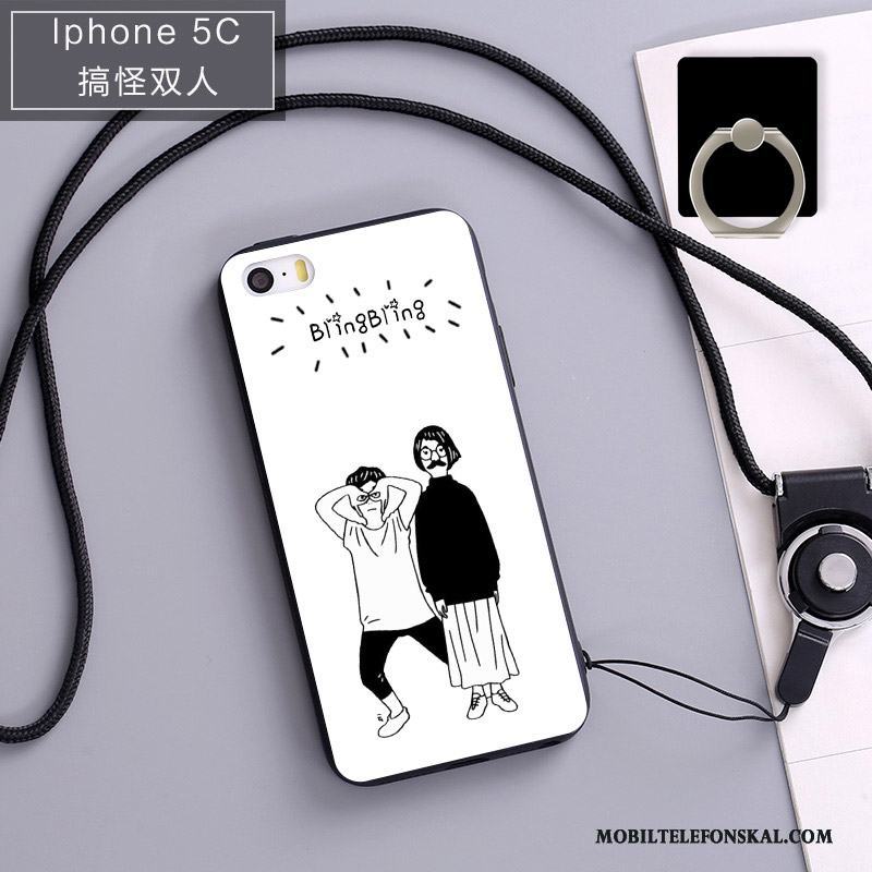 iPhone 5c Skydd Mobil Telefon Silikon Skal Hängsmycken Fallskydd Svart