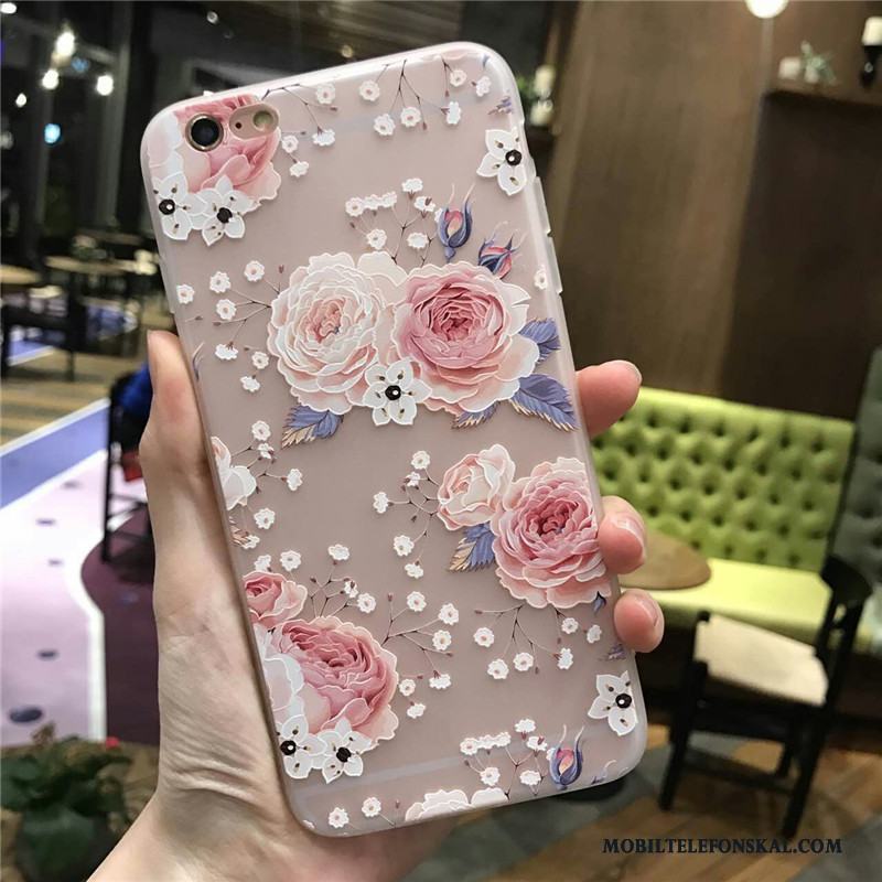 iPhone 6/6s Blommor Mjuk Rose Silikon Skal Telefon Blå Skydd