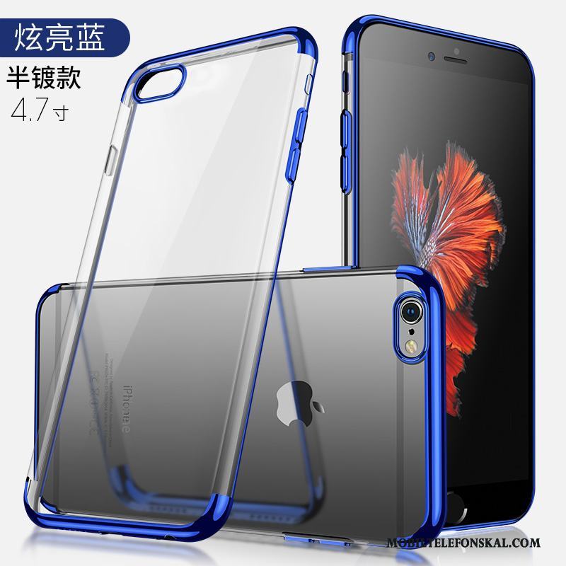 iPhone 6/6s Fallskydd Silikon Transparent Plating Blå Skal Telefon Ny