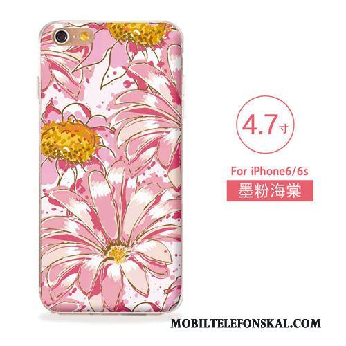 iPhone 6/6s Lättnad Skal Telefon Fodral Blommor Konst Ny Blå