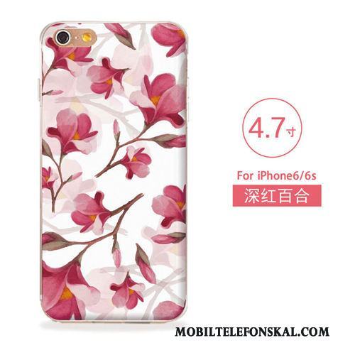 iPhone 6/6s Lättnad Skal Telefon Fodral Blommor Konst Ny Blå