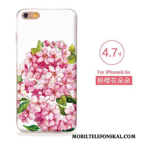 iPhone 6/6s Lättnad Skal Telefon Fodral Blommor Konst Ny Blå