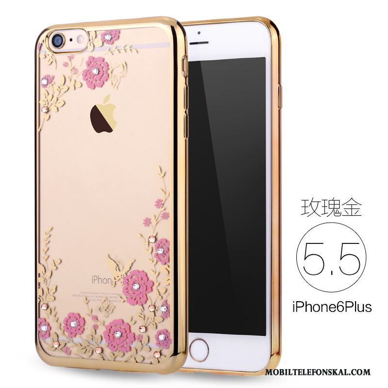 iPhone 6/6s Plus Fallskydd Mjuk Lyxiga Skal Telefon Silikon Rosa Guld Strass
