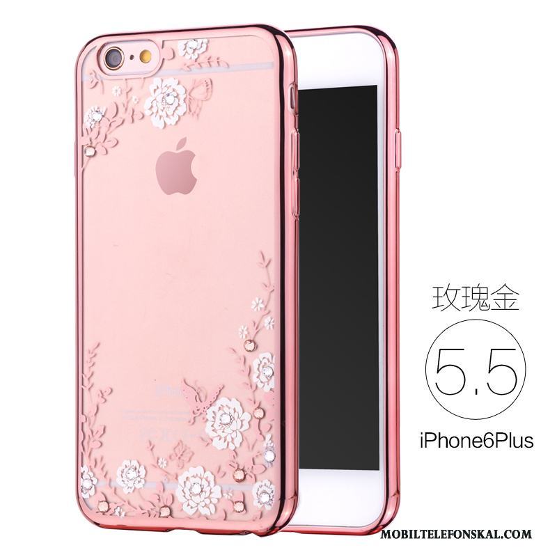 iPhone 6/6s Plus Fallskydd Mjuk Lyxiga Skal Telefon Silikon Rosa Guld Strass